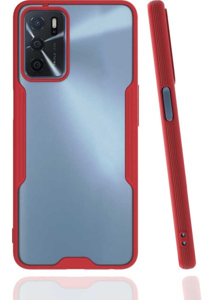 Oppo A16 Kılıf Arkası Mat Kamera Korumalı Silikon - Kırmızı