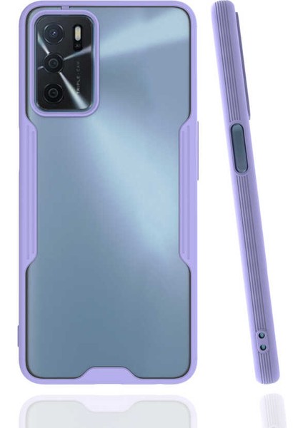 Oppo A16 Kılıf Arkası Mat Kamera Korumalı Silikon - Mor