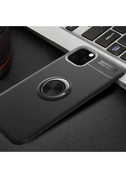 Apple iPhone 11 Pro Max Kılıf Yüzüklü Silikon Range - Siyah