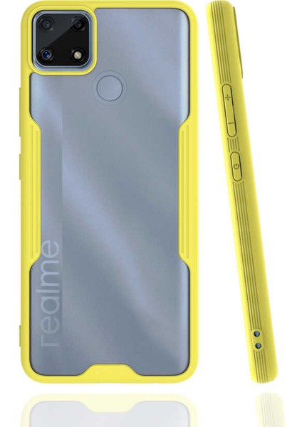 Realme C25 Kılıf Arkası Mat Kamera Korumalı Silikon - Sarı