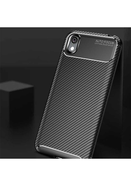 Huawei Y5 2019 Kılıf Karbon Dokulu Silikon - Siyah