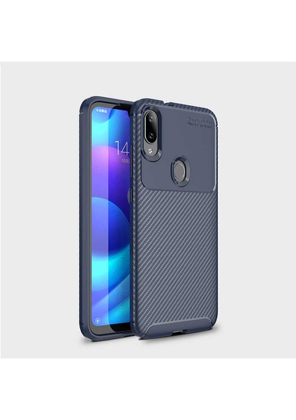 Xiaomi Mi Play Kılıf Karbon Dokulu Silikon - Lacivert