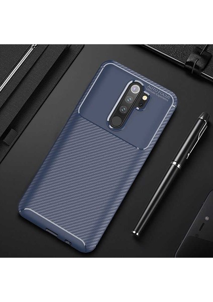 Xiaomi Redmi Note 8 Pro Kılıf Karbon Dokulu Silikon - Lacivert