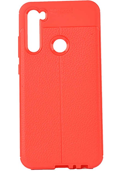 Xiaomi Redmi Note 8 Kılıf Deri Dokulu Kamera Korumalı Silikon - Kırmızı