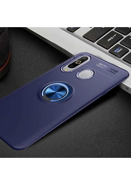 Galaxy A20S Kılıf Yüzüklü Silikon Range - Mavi
