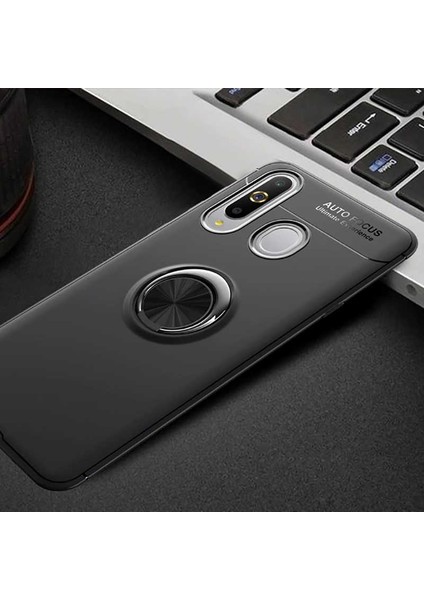 Galaxy A20S Kılıf Yüzüklü Silikon Range - Siyah