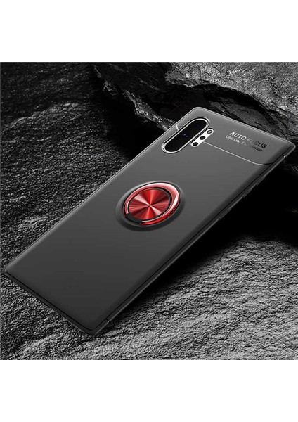 Galaxy Note 10 Plus Kılıf Yüzüklü Silikon Range - Siyah-Kırmızı