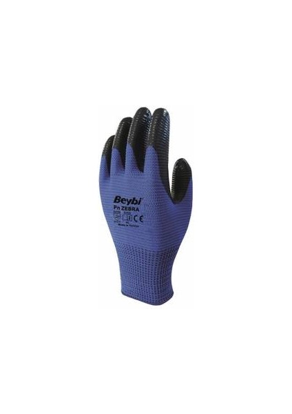 Nitril Poly Pnzebra 9 Beden Mavi Siyah Eldiven 12LI Paket EN388 (3131X)