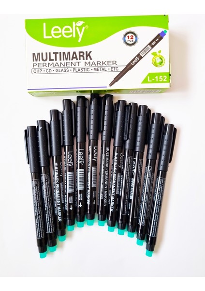 Leely Asetat Cam CD - DVD Kalemi Multimark Permanent Marker M Uç - Siyah 12 Adet