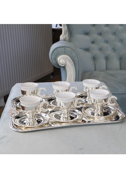 Gümüş Kaplama Fincan Seti Çelenk Kulplu Model modelleri