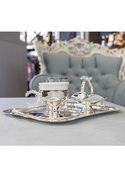 Gümüş Kaplama Fincan Seti Çelenk Kulplu Model indirimleri