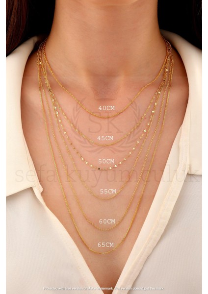 14 Ayar Altın Yonca Kalın Aynalı Zincir Kolye fırsatları