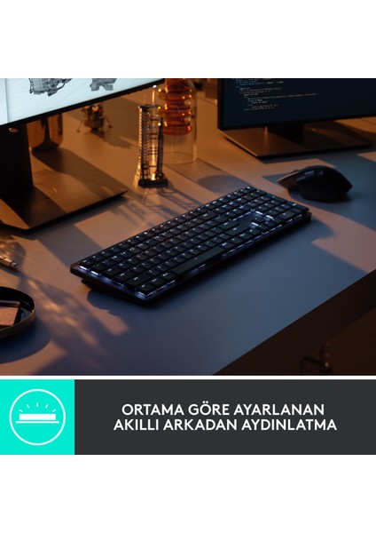 MX Mechanical Kablosuz Aydınlatmalı İngilizce Q Performans Klavyesi - Siyah