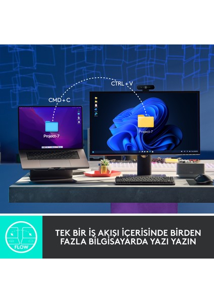 MX Mechanical Kablosuz Aydınlatmalı İngilizce Q Performans Klavyesi - Siyah