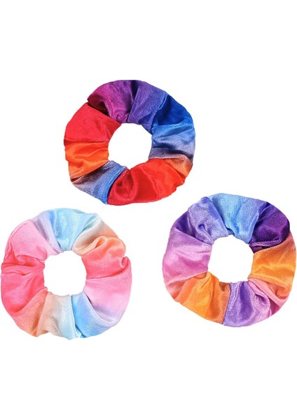 3/6 Parça Saç Bandı Kızlar Kadın -Velvet Elastics Saç Bantları Scrunchies - Rainbow (Yurt Dışından)