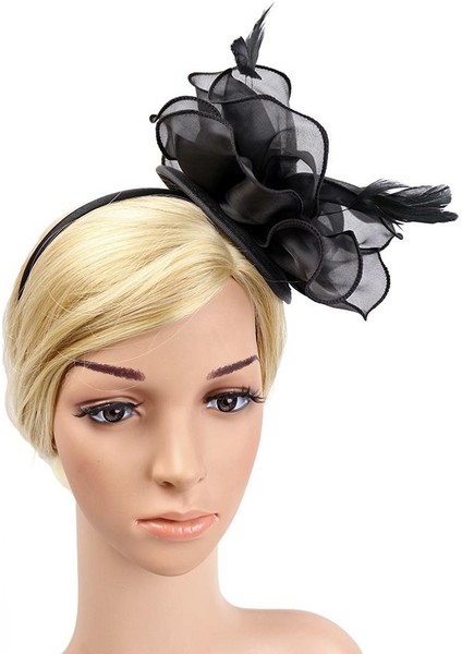 2xlady Çiçek Fascinator Şapka 1920S Gelin Kafa Kokteyl Parti Siyah (Yurt Dışından) fırsatları