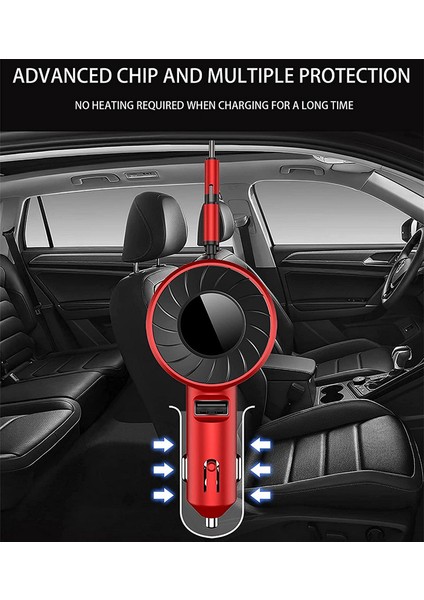 Çift Bağlantı Noktalı USB Kablolu Geri Çekilebilir USB C Hızlı Araç Şarj Cihazı (Yurt Dışından) indirimleri