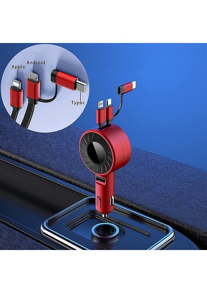 Çift Bağlantı Noktalı USB Kablolu Geri Çekilebilir USB C Hızlı Araç Şarj Cihazı (Yurt Dışından) modelleri