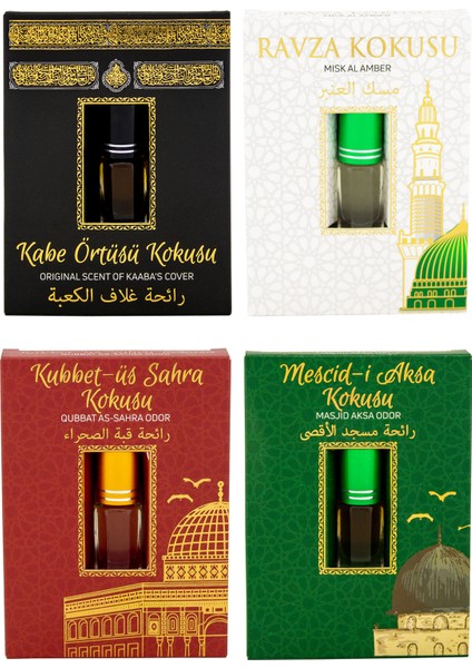 Kabe Örtüsü Kokusu Medine Ravza Kokusu Kubbetül Sahra Kokusu Ve Mescidi Aksa Kokusu Alkolsüz Esans 3ml