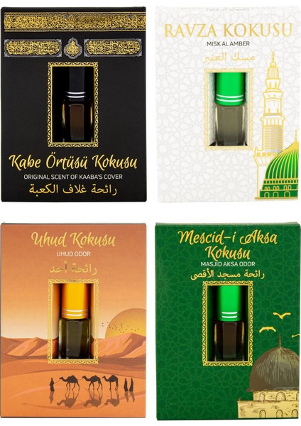 Kabe Örtüsü Kokusu Medine Ravza Kokusu Uhud Kokusu ve Mescidi Aksa Kokusu Alkolsüz Esans 3ml