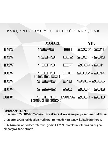 Bmw E87,E46,E90,E60,E64,E66,X1, X5 E70 E85 Için Vanos Conta Seti indirimleri