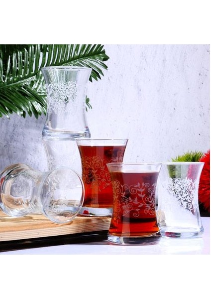 Işlemeli Çay Bardağı - 6 Lı Çay Bardak