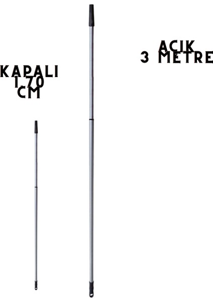 Teleskopik Uzatmalı Metal Sırık Sap 3 mt