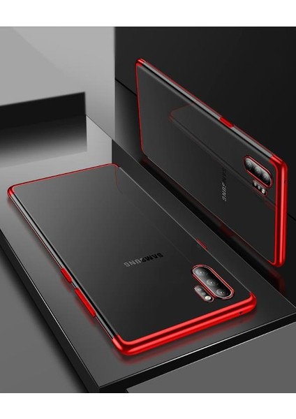 Galaxy Note 10 Plus Kılıf Ince Köşeleri Renkli Şeffaf Silikon