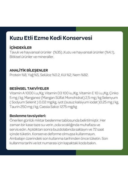 Kuzu Etli Ezme Yetişkin Kedi Konservesi 400 gr x 12 Adet indirimleri