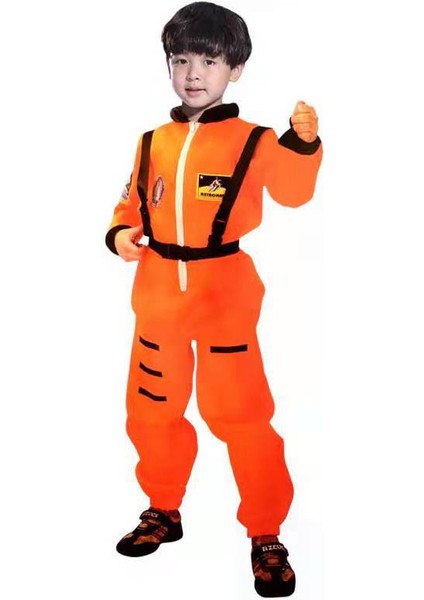 Çocuklar Için Astronot Cosplay Kıyafet Turuncu (Yurt Dışından)