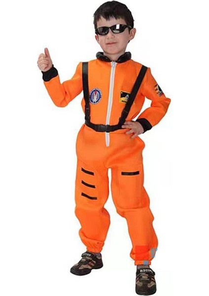 Çocuklar Için Astronot Cosplay Kıyafet Turuncu (Yurt Dışından)