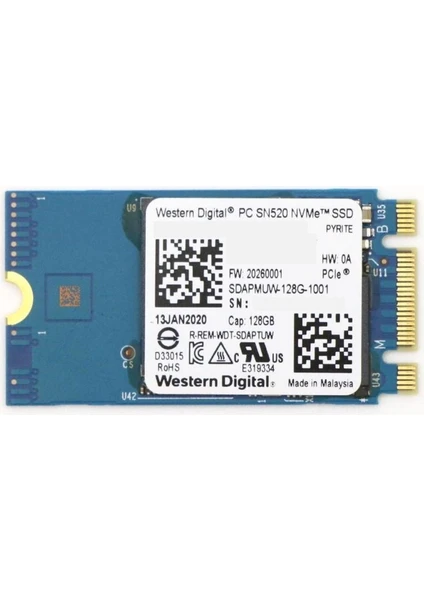 Wd Sn520 Sdapmuw-128G-1001 128GB 2 NVMe SSD