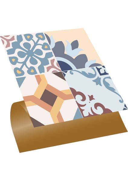 Kendinden Yapışkanlı Modern 4'lü Desenli Pvc Karo 30x30 cm 4 Adet 0,36 M2