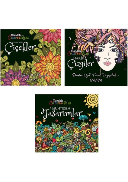 Mandala Boyama Seti ( Harika Çizgiler + Muhteşem Tasarımlar + Rahatlatan Çiçekler ) (Ciltli)