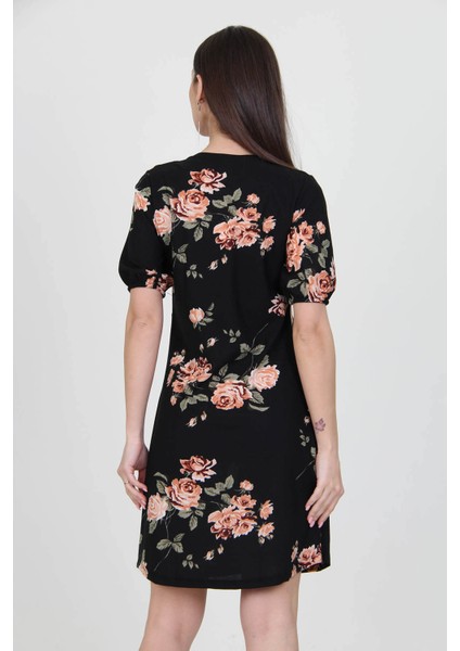 Kadın Siyah Kruvaze Yaka Örme Krep Mini Elbise NB100221 indirimleri