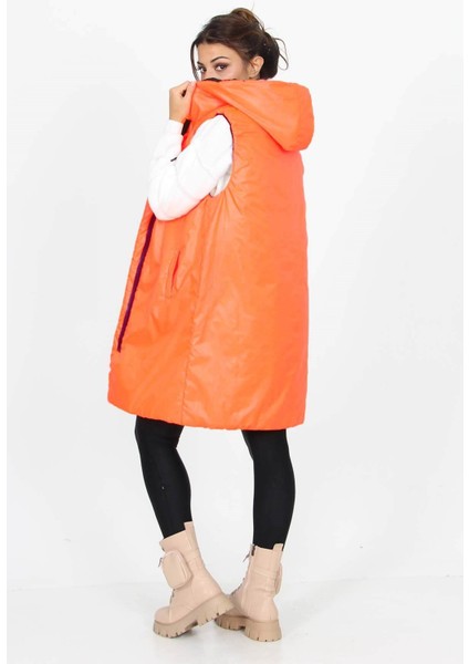 Kadın Kapüşonlu Çift Taraflı Yeni Sezon Uzun Kapitone Neo Yelek SY002 modelleri