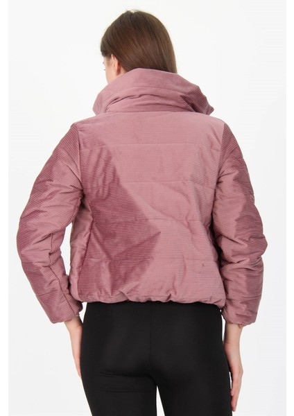 Kadın Yüksek Yaka Fermuar Detaylı Cepli Kışlık Kadife Mont NB7154 fiyatları