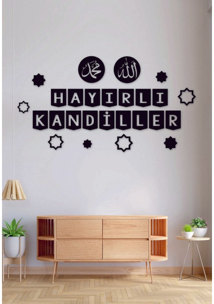 Hayırlı Kandiller Yazılı Dekoratif Duvar Yazısı