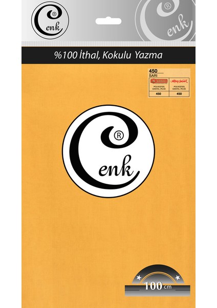 Düz Renk 100 Cm Poşetli Yazma - 0301-Sarı