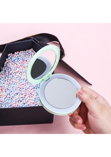 LED Işıklı Mini Cep Makyaj Aynası Katlanabilir