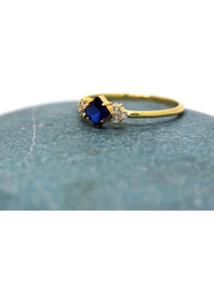 Evlilik Teklifi Altın Yüzük - 14 Ayar Altın Prenses Kesim 0.40 Ct Safir Taşlı Evlilik Teklifi Yüzüğü fırsatları