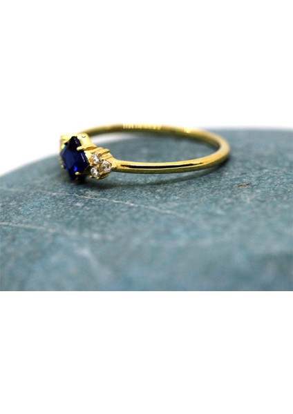 Evlilik Teklifi Altın Yüzük - 14 Ayar Altın Prenses Kesim 0.40 Ct Safir Taşlı Evlilik Teklifi Yüzüğü indirimleri