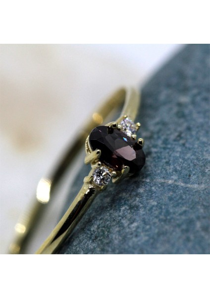 Gümüş Yüzük - 0.70CT Smoky Taşlı 0.10 Swarovski Tria Evlilik Teklifi 925 Ayar Gümüş Yüzük -Hediyelik fiyatları