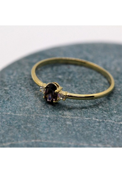 Gümüş Yüzük - 0.70CT Smoky Taşlı 0.10 Swarovski Tria Evlilik Teklifi 925 Ayar Gümüş Yüzük -Hediyelik fırsatları