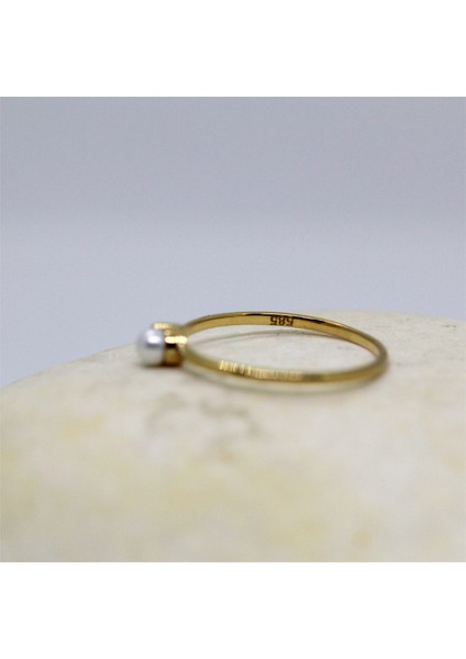 Beyaz İnci Minimal Pırlanta (Signity) Taşlı Hediye 925 Ayar Gümüş Yüzük-İncili Gümüş Tek Taş Yüzük fırsatları