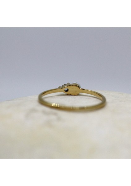 Beyaz İnci Minimal Pırlanta (Signity) Taşlı Hediye 925 Ayar Gümüş Yüzük-İncili Gümüş Tek Taş Yüzük indirimleri