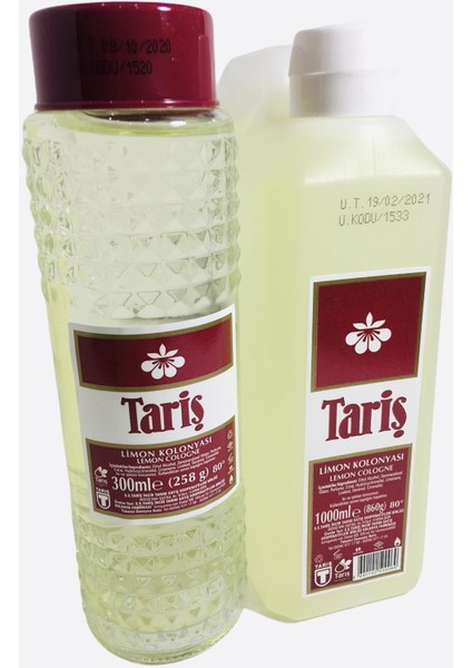 Limon Kolonyası 80 Derece 300cc Cam Şişe Ve 1 Lt Bidon 2'Li Set