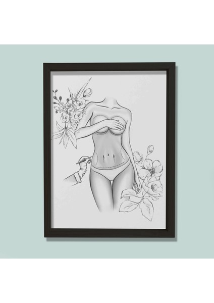 Estetik Ameliyat Işaretleri, Karın Germe, Plastik ve Estetik Cerrahı, Doktor Odası Duvar Tablosu