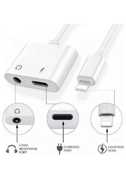 Apple iPhone Uyumlu 3.5 mm Jack Kulaklık Çevirici Lightning Aux Dönüştürücü