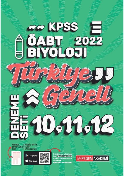 2022 KPSS ÖABT Biyoloji 10-11-12 Türkiye Geneli (3'lü Deneme)
